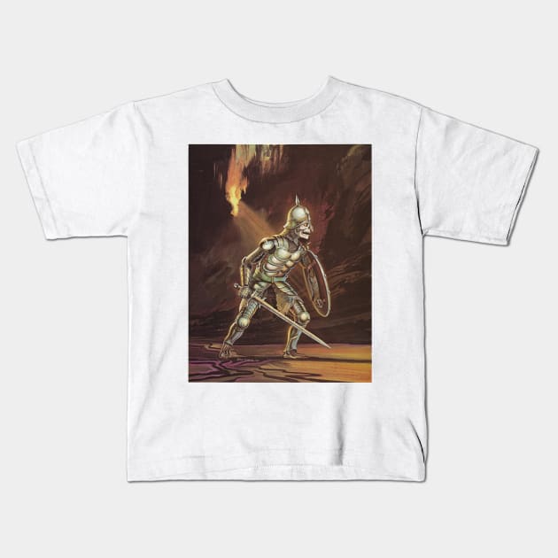 Skeleton Warrior Kids T-Shirt by OrcusArts